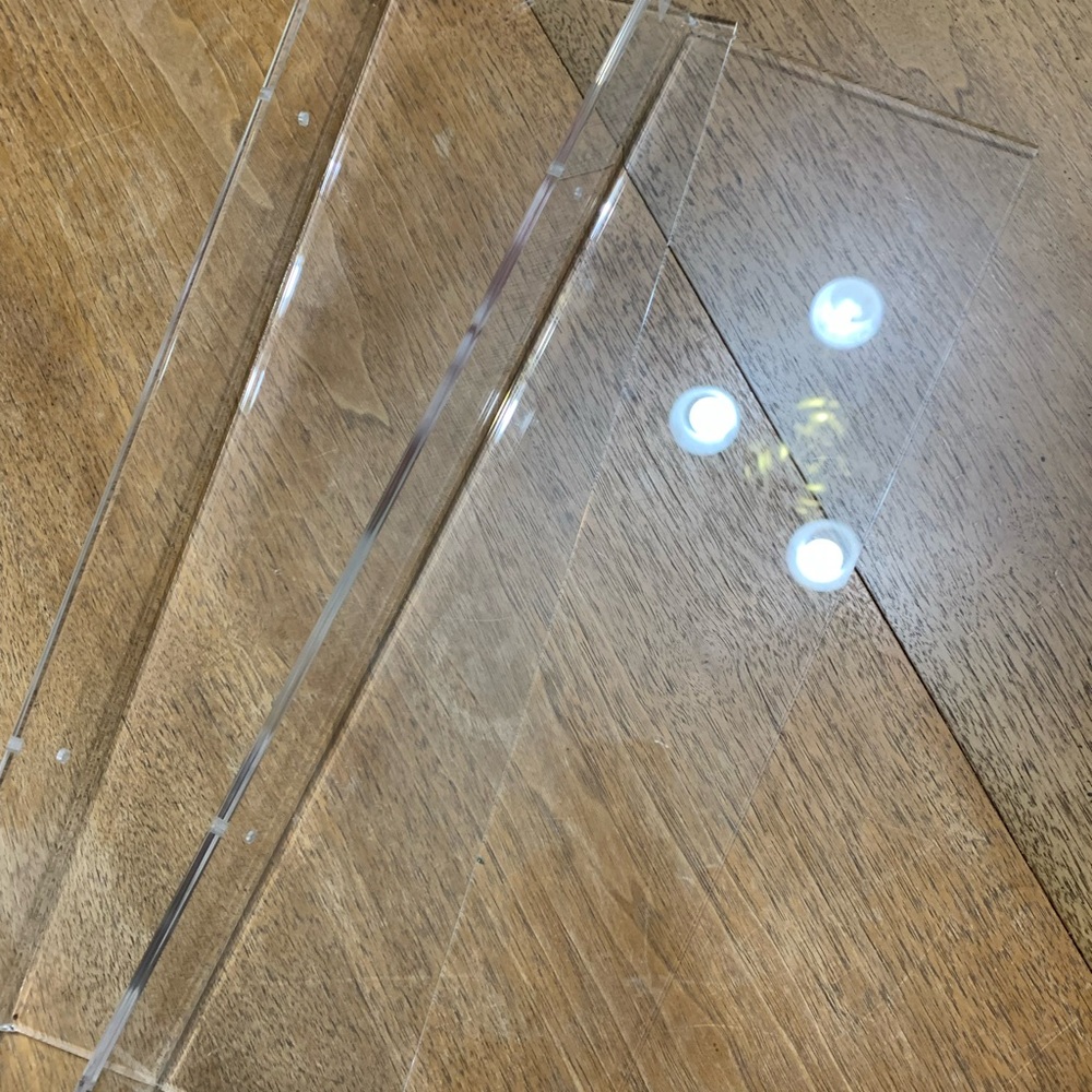 The Container store Umbra acrylic shelves
